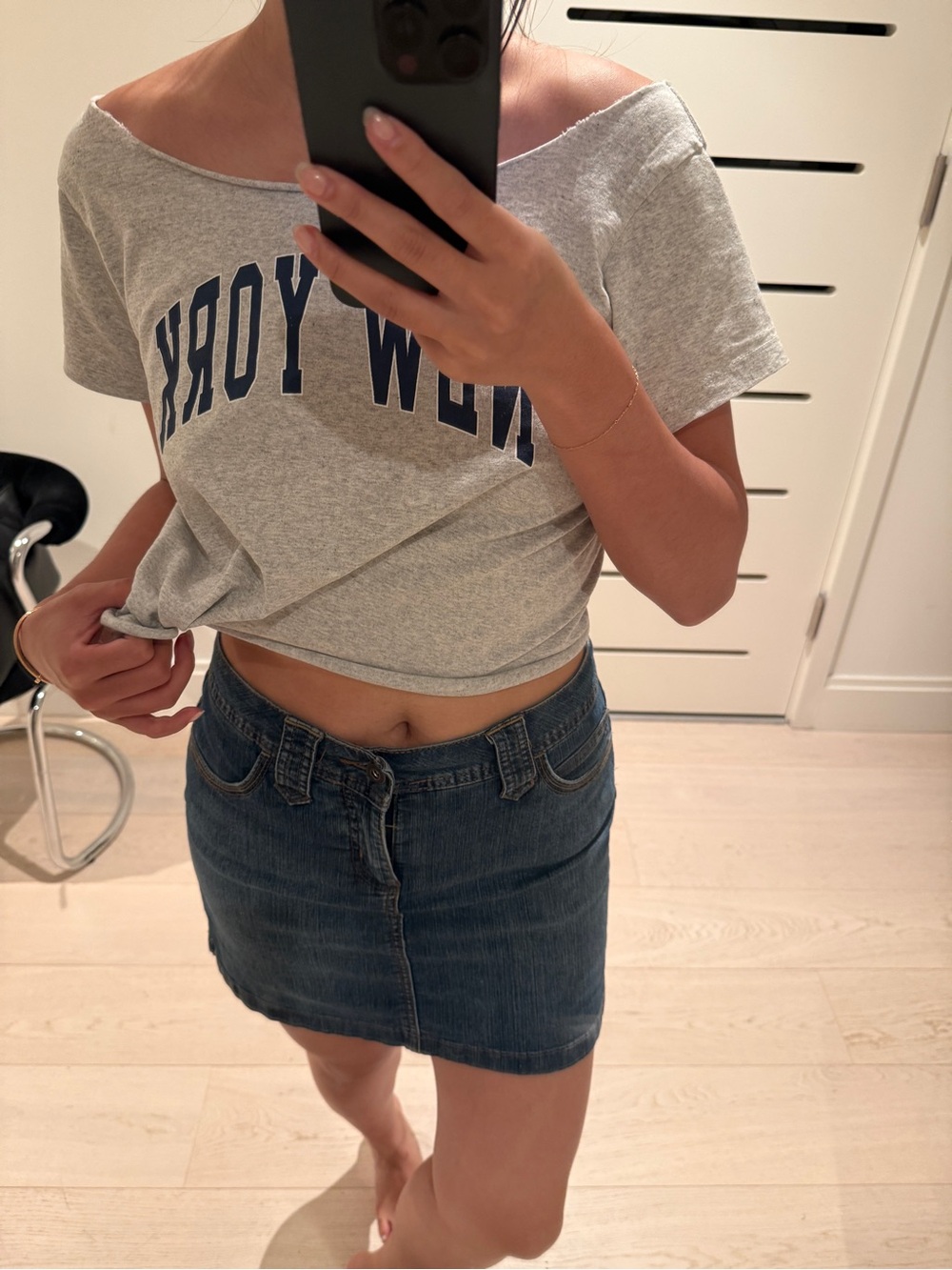 St. John's Bay navy blue denim mini skirt in a 4P